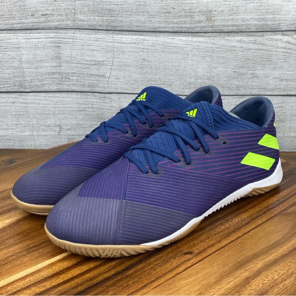 Adidas Nemeziz Messi 19.3 Indigo Signal Green Indoor Soccer Shoe EF1812 Men’s 13 - Picture 2 of 12